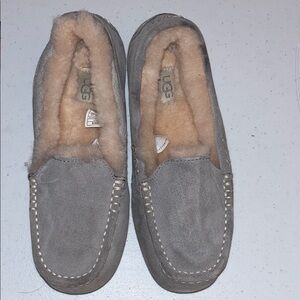 UGG Gray Suede Slippers with Plush Lining